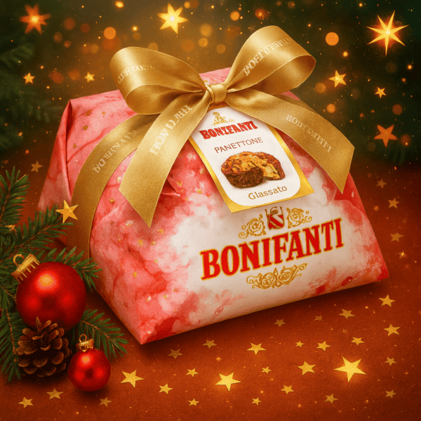 Panettone Bonifanti con decorazioni natalizie